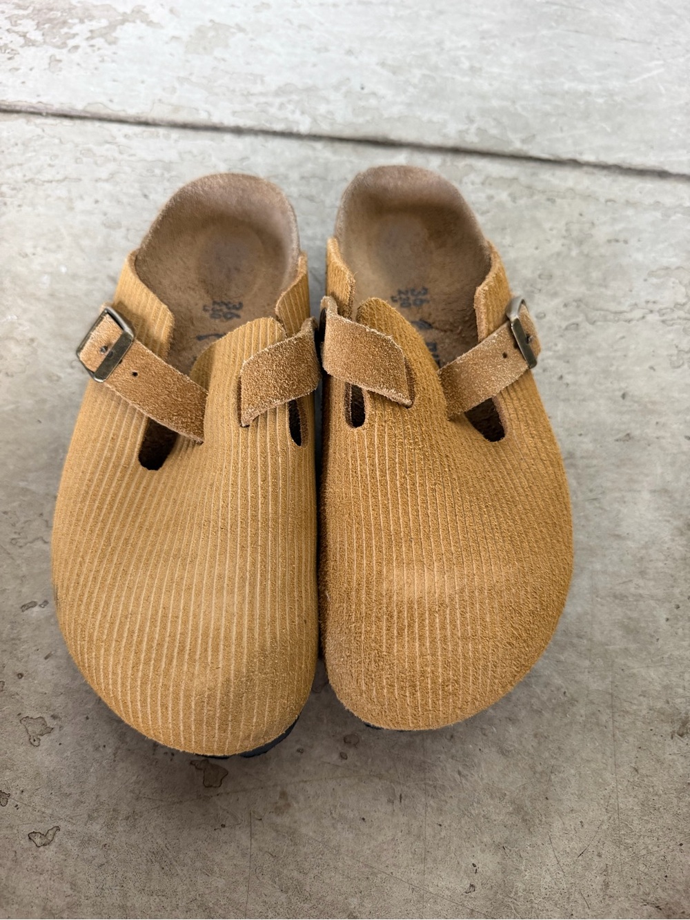 Birkenstocks Women’s Suede Slip-On Corduroy Clog in Tan